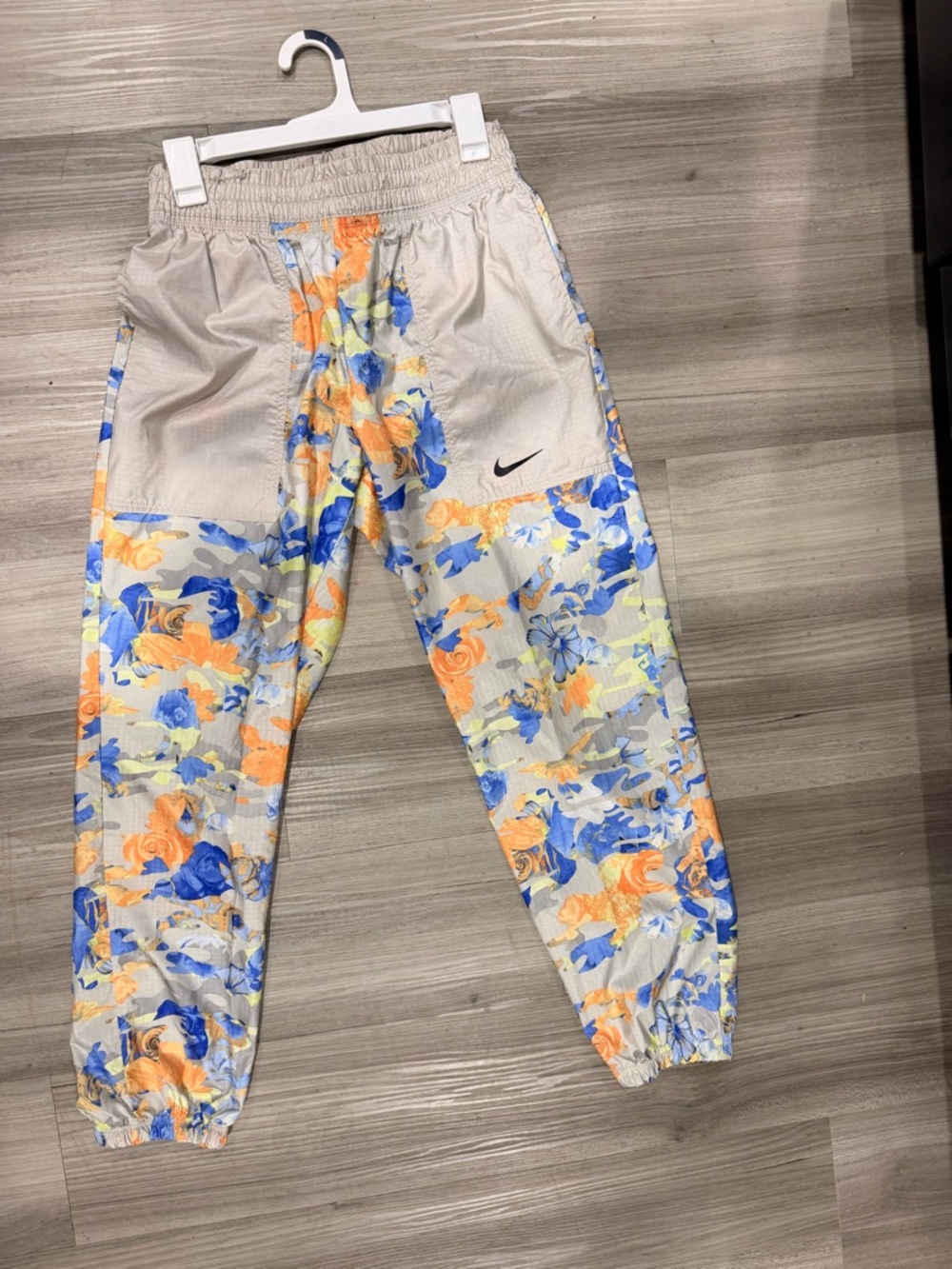 Nike Floral Print Track Pants - Beige with Blue & Orange Floral